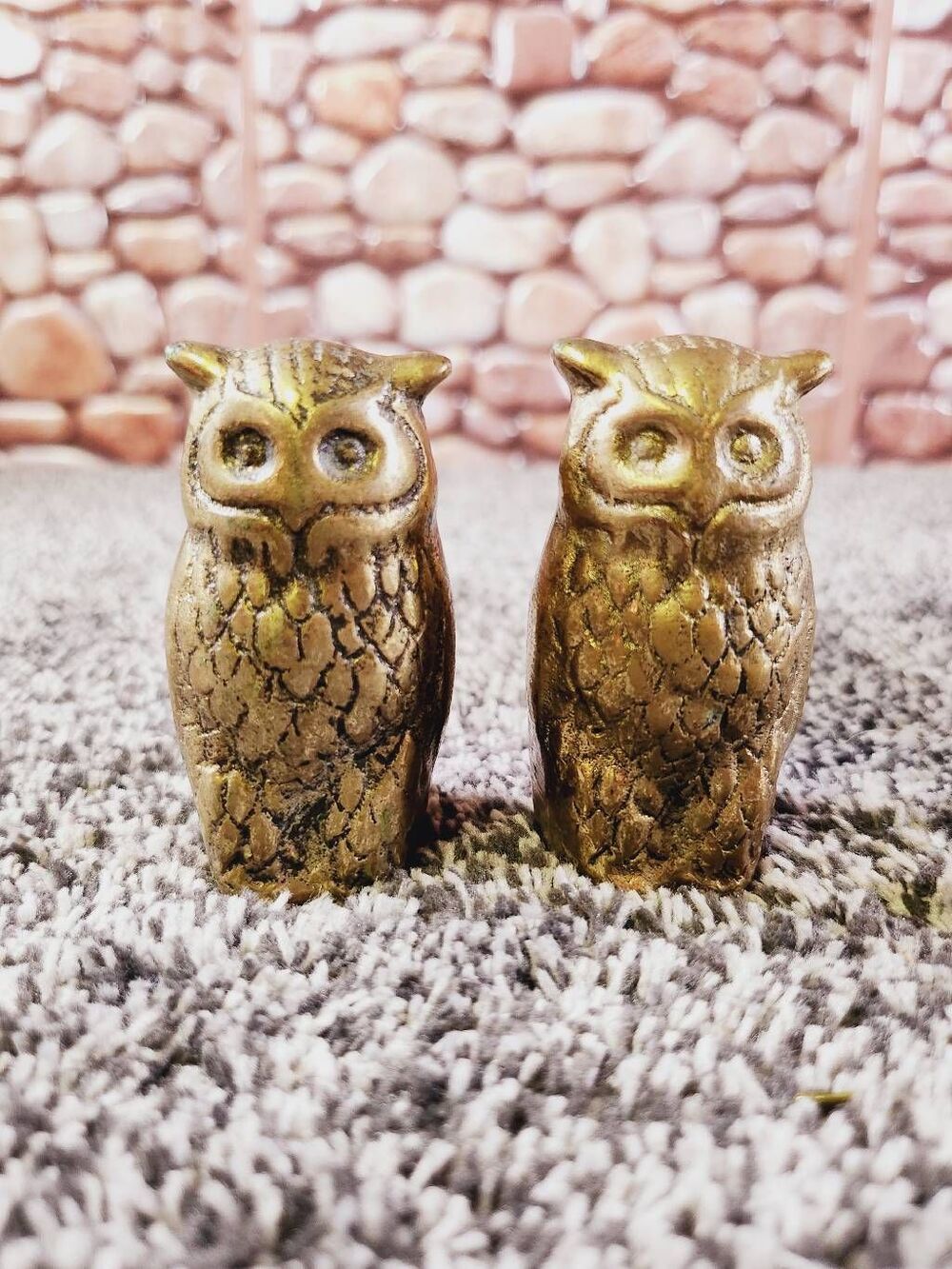Set of 2 Brass Owls marked Hong Kong